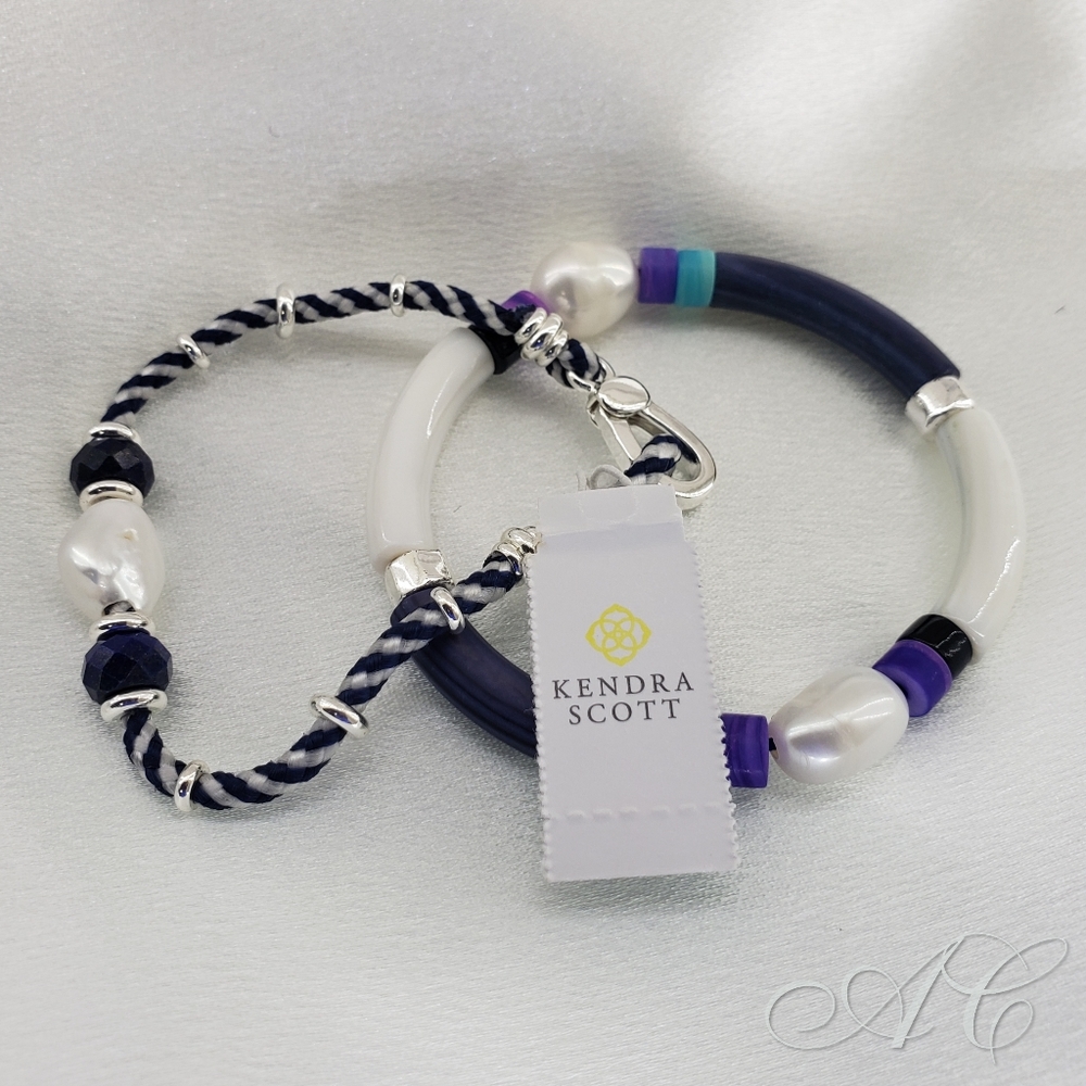 Kendra Scott Bracelets Blue Multi Rachel Friendship 2 Bracelets Stretch Bohemian - Picture 3 of 4